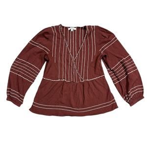 Madewell Embroidered Faux Wrap Top Size Small